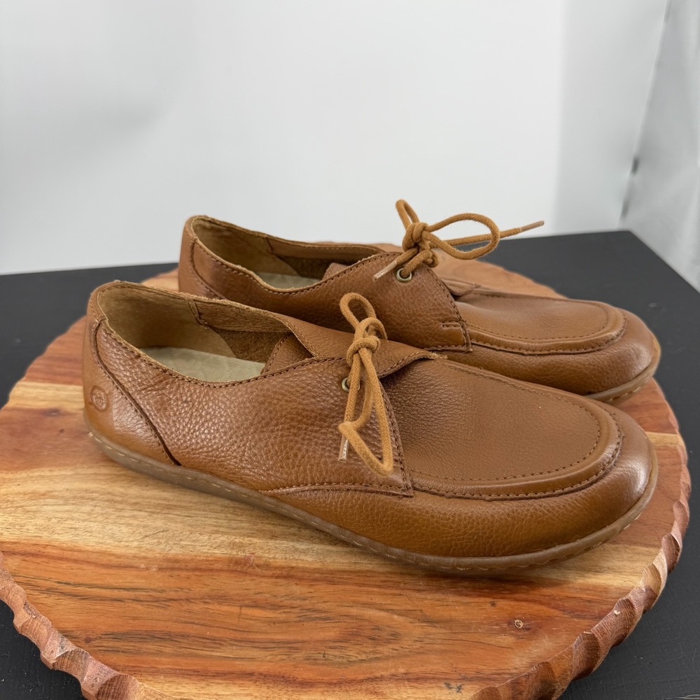 Born Lisbet Tan Leather Moc Toe Comfort Oxfords Women's 7 Shoes